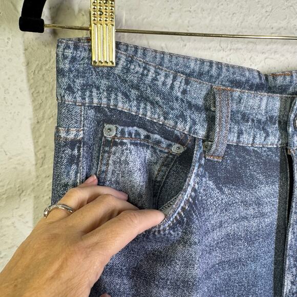ANOTHERCHILL Jeans Medium Sweatpants Faux Denim Wide Leg Front Zipper & Pockets - Picture 9 of 16